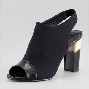 Donald J Pliner Mink Women's 6.5M Heels Black Leather Snake Embossed Slingback